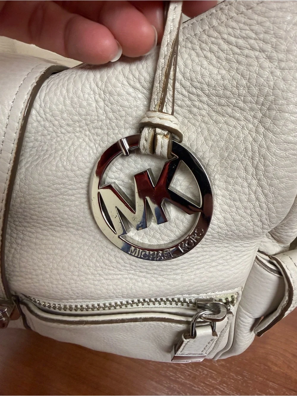 Michael Kors Layton Pebbled Leather Shoulder Bag Hobo Cream Large Designer Boho